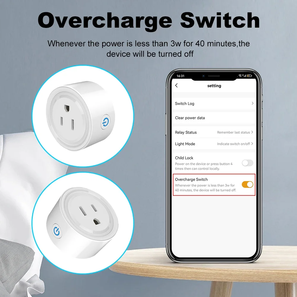 Tuya Smart Plug WiFi Socket 20A with Power Monitoring US Canada Mexico Peru Japan Timing Voice Control Support Alexa Google Home