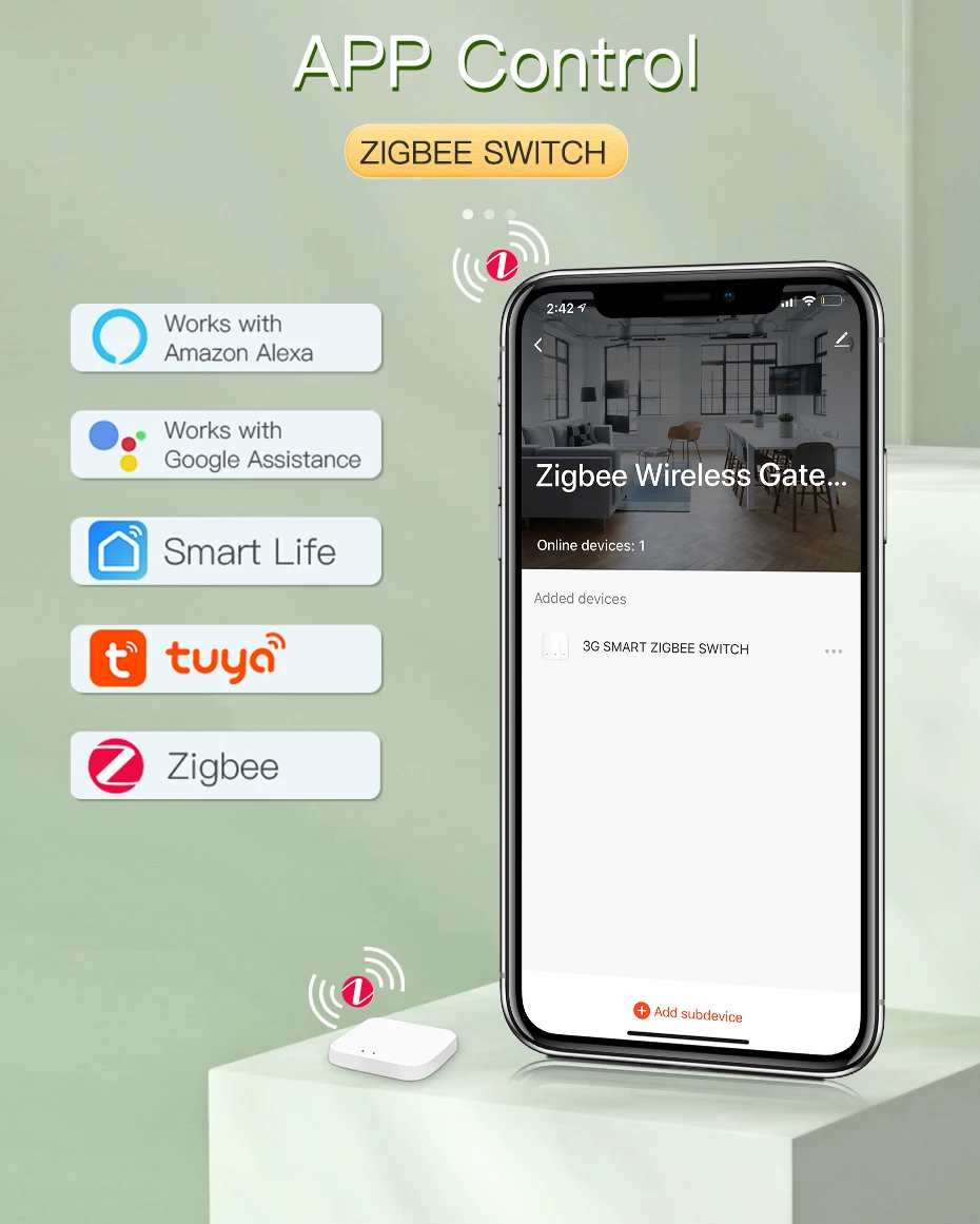 BSEED Zigbee Touch Switch Glass 1/2/3Gang Smart Light Switch Tuya Wireless Controller via Google Smart Life Alexa App No Neutral