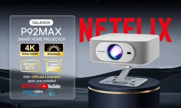 Salange Netflix Projector P92MAX Smart Android 13 1080P BT5.2 WiFi6 12000L Electronic Focus Auto Keyston 4K Movie HD Home Cinema