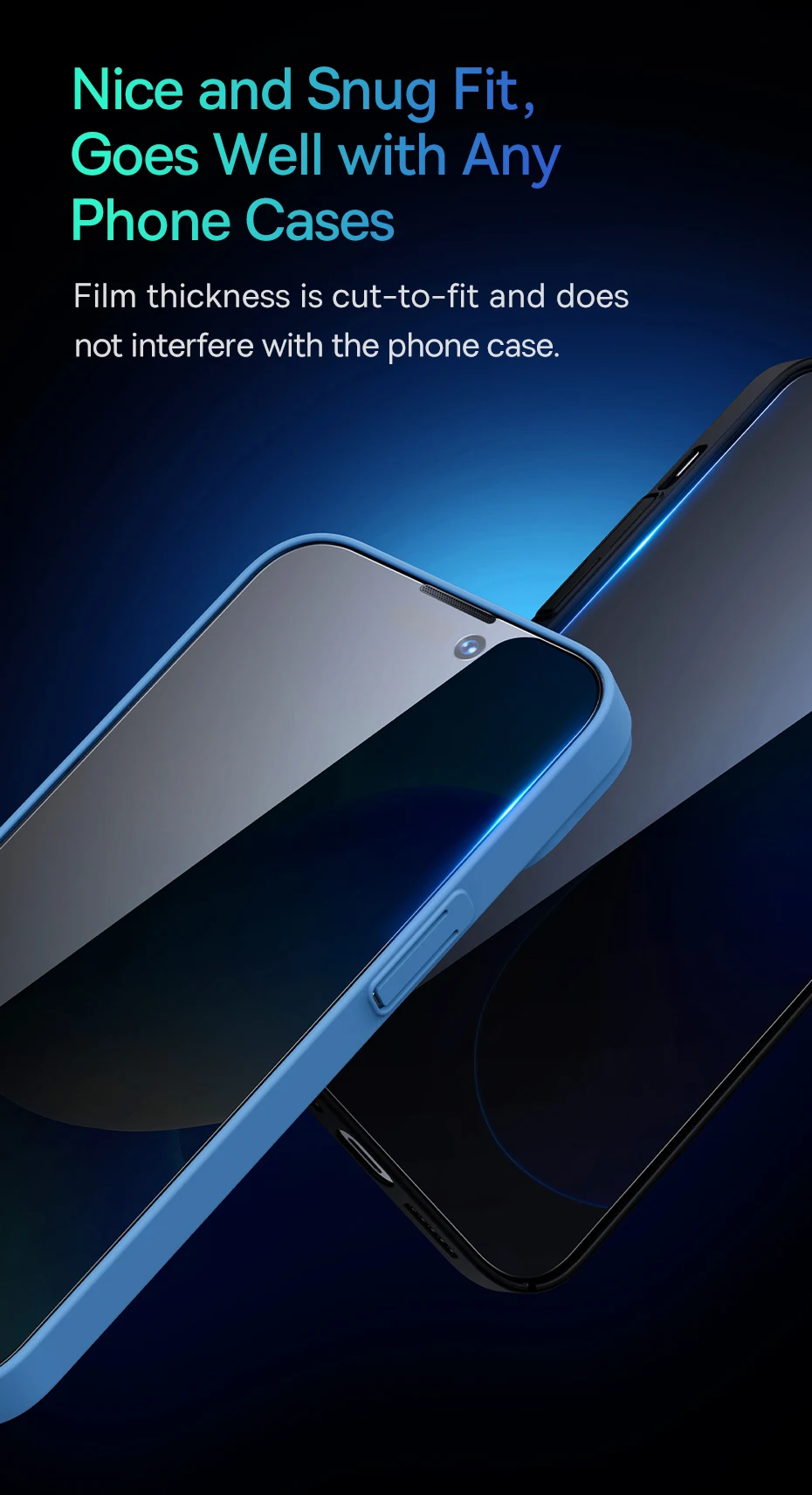 Baseus 0.4mm Corning Tempered Glass for iPhone 16 15 14 13 Pro Max Plus Screen Protector Anti-Peeping Auto Installation Film