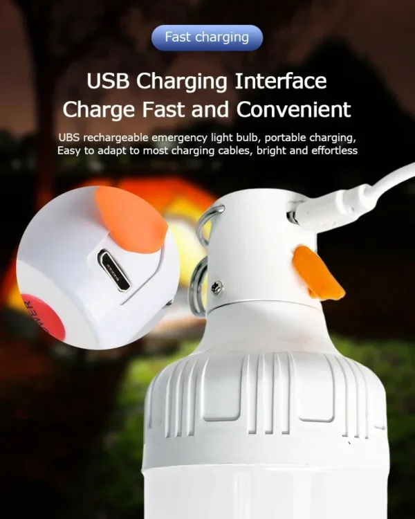 2/4PC Camping Light Portable Rechargeable Dimmable LED Bulb Brightness Outdoor Tent Light Emergency Night Light with Hook