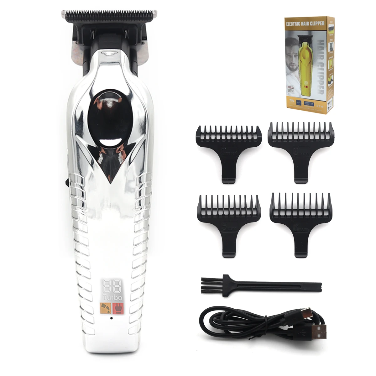 Hair Trimmer for Men Zero Gapped DLC TBlade Oil Head LED Display Low Noise Cordless Professional Hair Clipper Finishing Machine