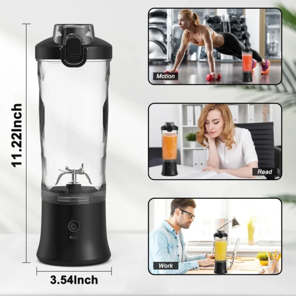 New Portable Blender 600ML Electric Juicer Fruit Mixers 4000mAh USB Rejected Smoothie Mini Blender Personal Juicer colorf