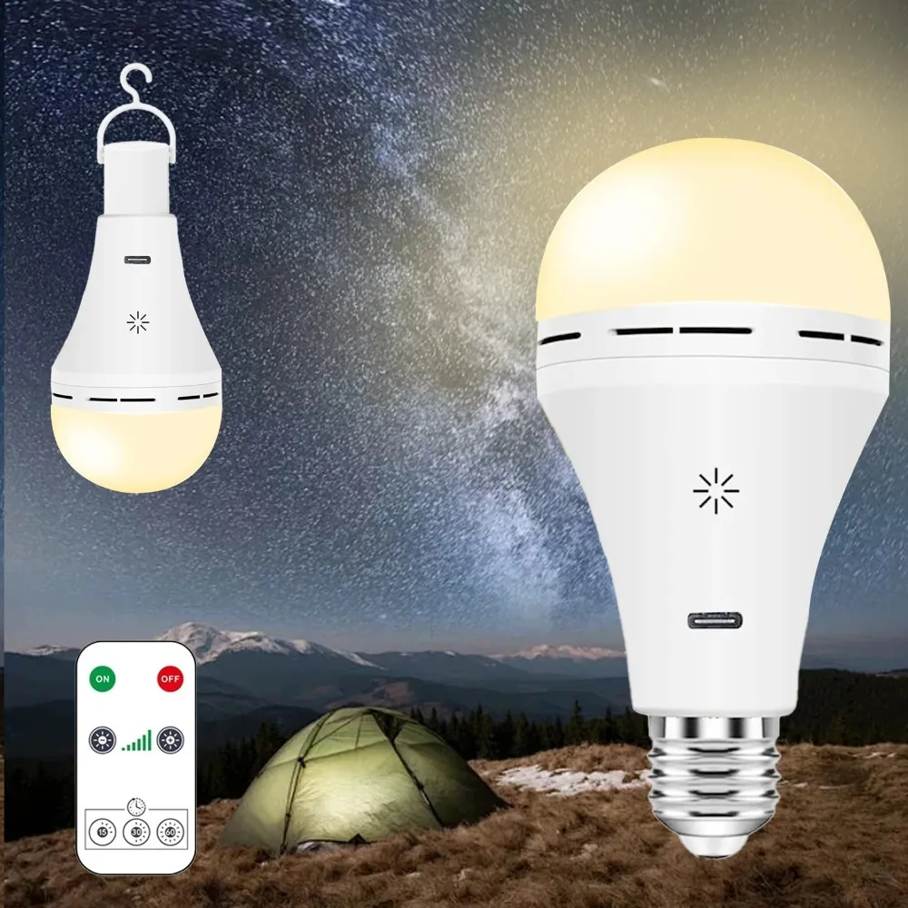 Smart Touch dimming Wireless USB battery light rechargeable led bulb Remote timing switch  for Garage outdoor tent  home use