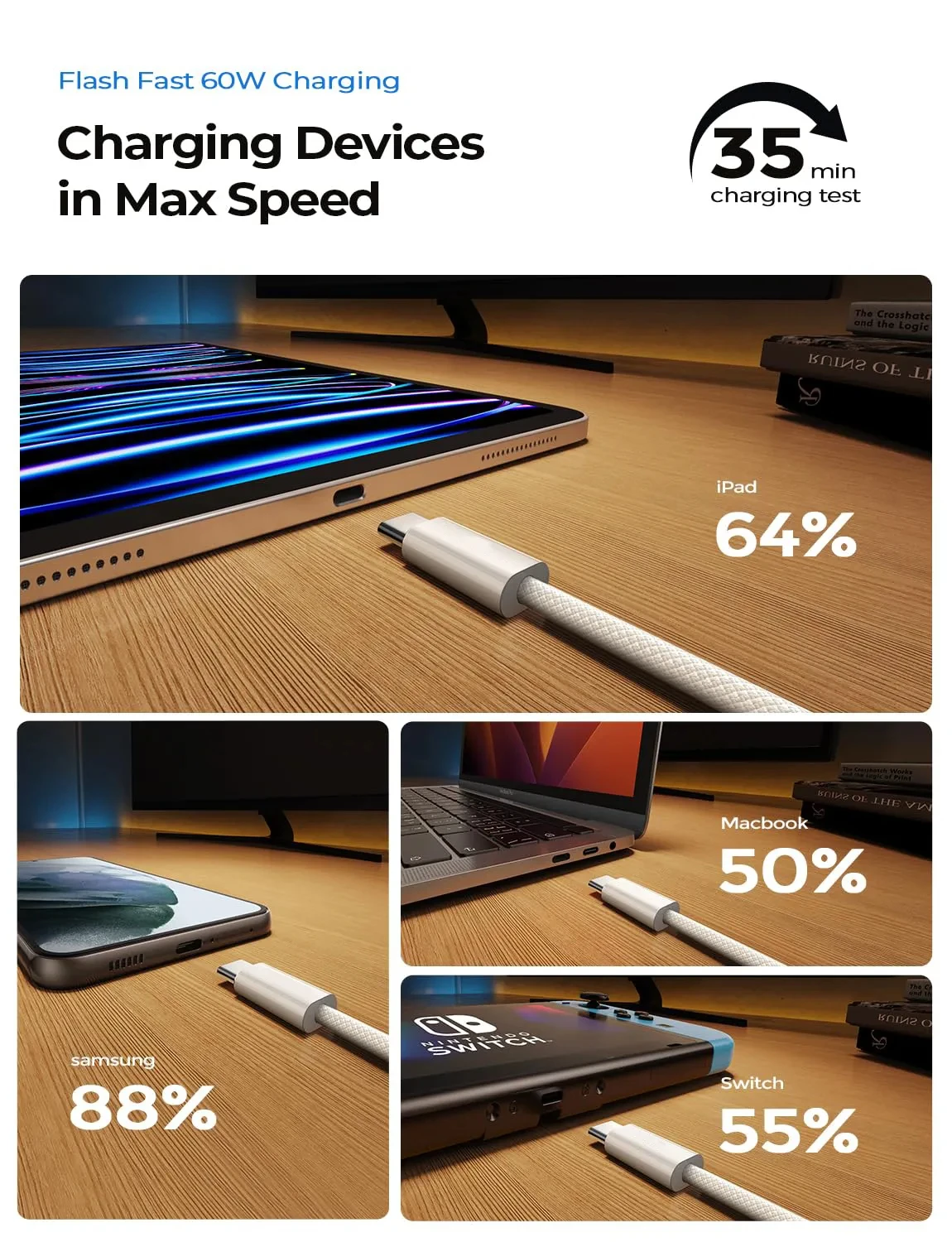 Original PD 60W Fast Charger 6A USB C to Type C Cable For Apple iPhone 15/16 Pro MAX Quick Charging For Samsung S24 Xiaomi Cable