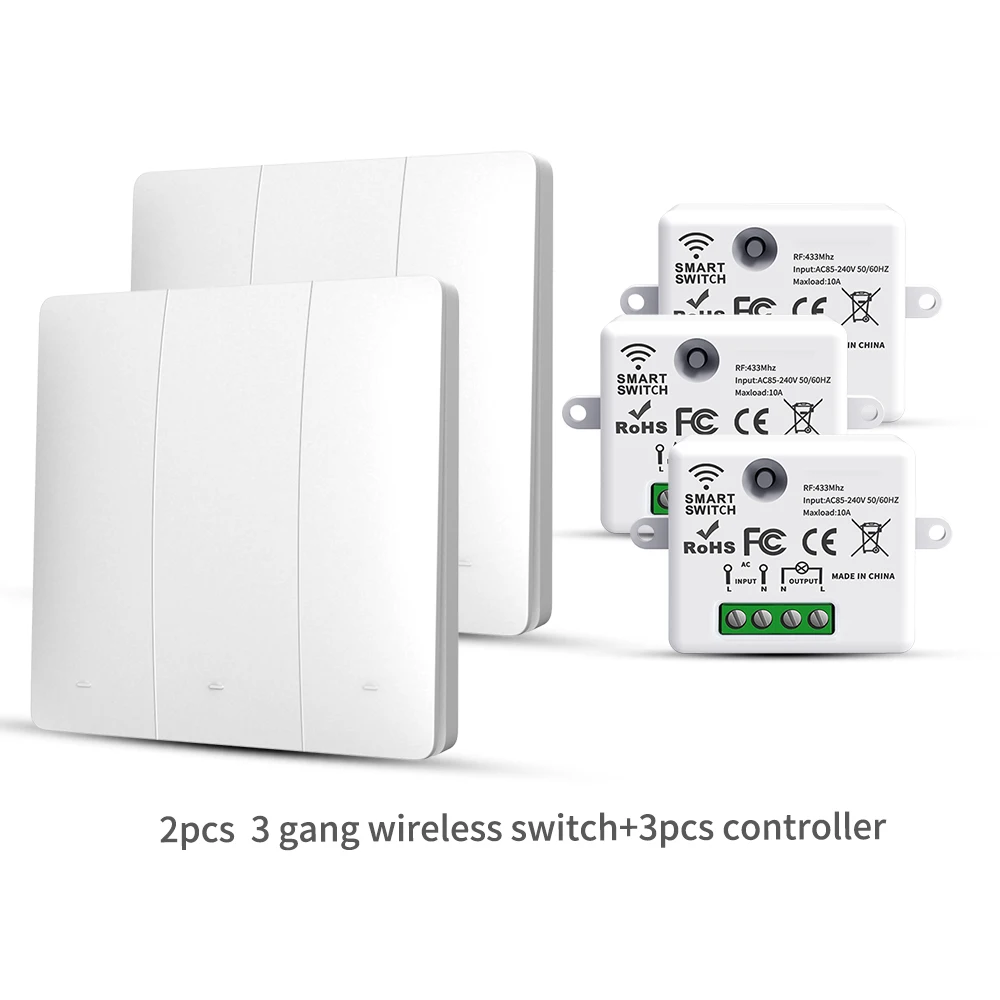 LVGEMSS Smart Wireless Switch RF433 Self-Powered Push Button Wall Panels Remote Controller Light Switch Waterproof Wall Switch