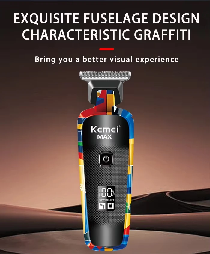 Kemei Rechargeable Graffiti Pattern Electric Hair Clipper Professional Barber Trimmer Man Shaver Km-MAX2092 KM-MAX5090 KM-RS7098