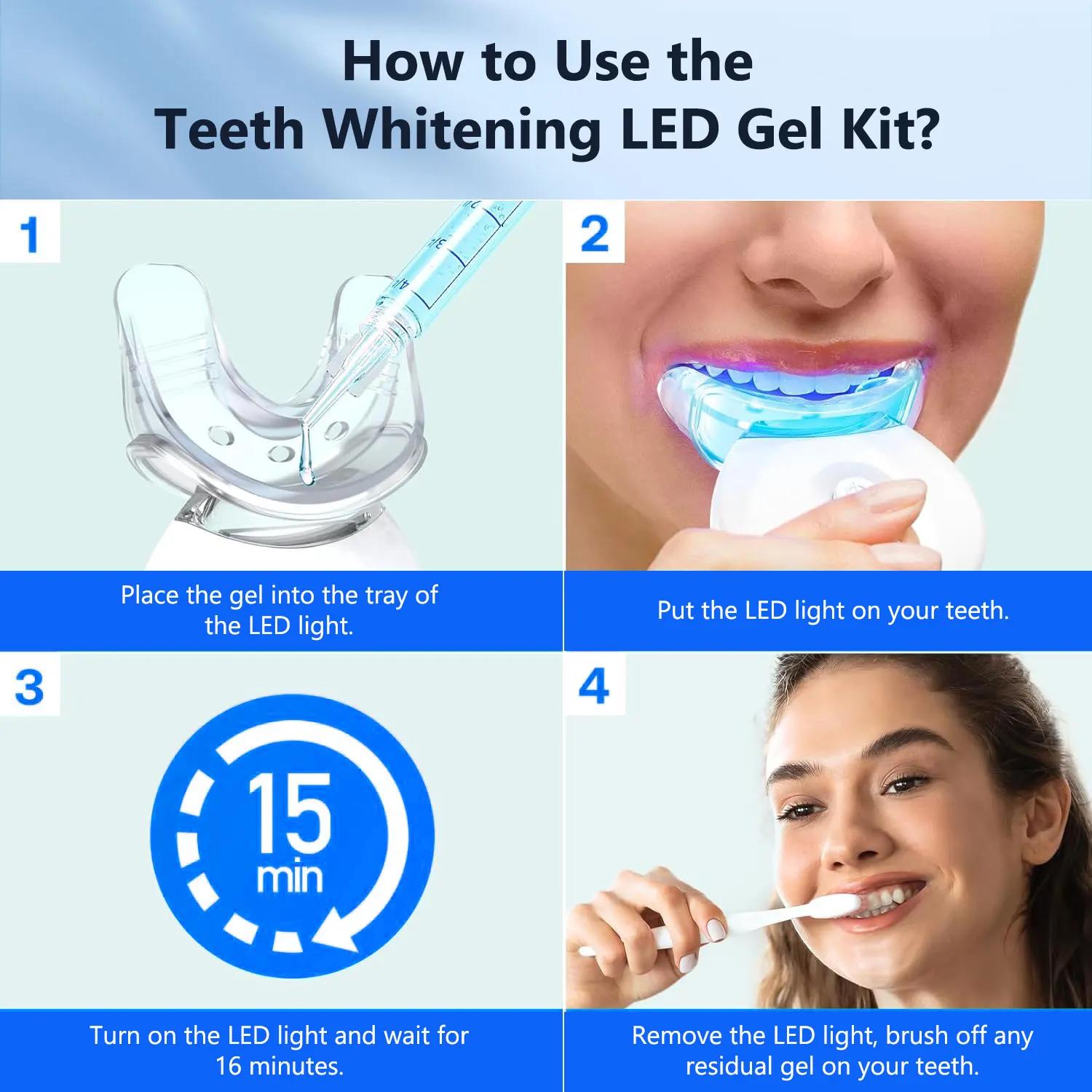 Fairywill Teeth Whitening Kit LED Light W/22% Teeth Whitening Light 6 Carbamide Peroxide Teeth Whitening Gel For Sensitive Teeth