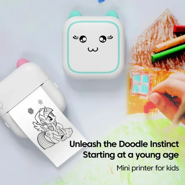 Mini printer, Thermal Printer Ink-free Portable Sticker Printer Compatible with IOS and Android, Wireless Photo Printing Tags