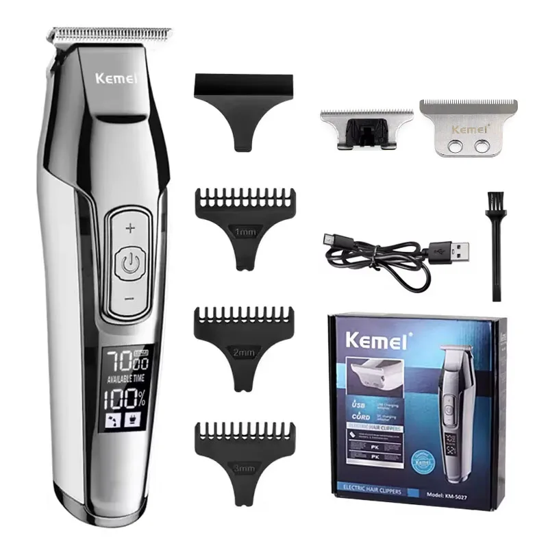 Kemei KM-5027 Original Electric Hair Clipper Rechargeable Hair Trimmer LCD Display Hairdresser Professional Cutting Machine