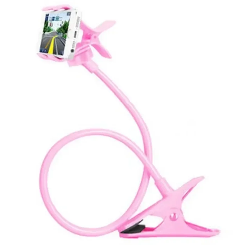 360° Rotation Adjustable Spiral Long Arm Phone Holder Clip Lazy Bedside Table Side Phone Stand for Live Record Cellphone Bracket