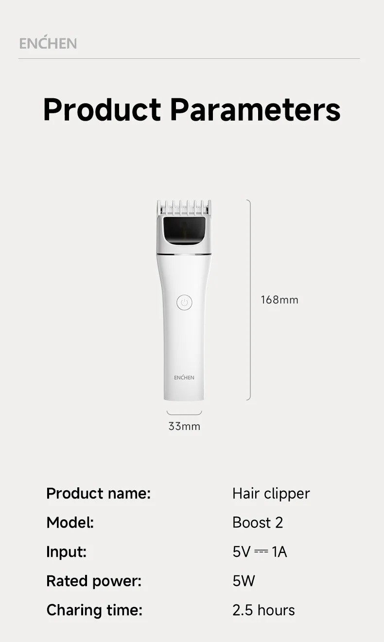 ENCHEN Hair Trimmer Professional Hair Cutting Machine Hair Clipper Cordless Haircut Electric Adjustable Trimmer for Men -Boost 2