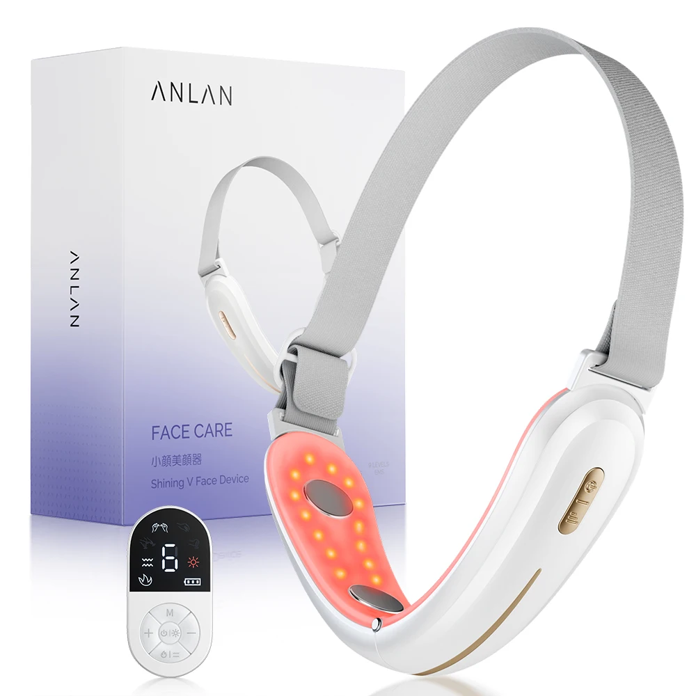ANLAN V-Face Lifting Beauty Device 4-pole Double Chin Remove EMS Face Slimming Red/Blue Light Heat Massage Face Lifting Machine