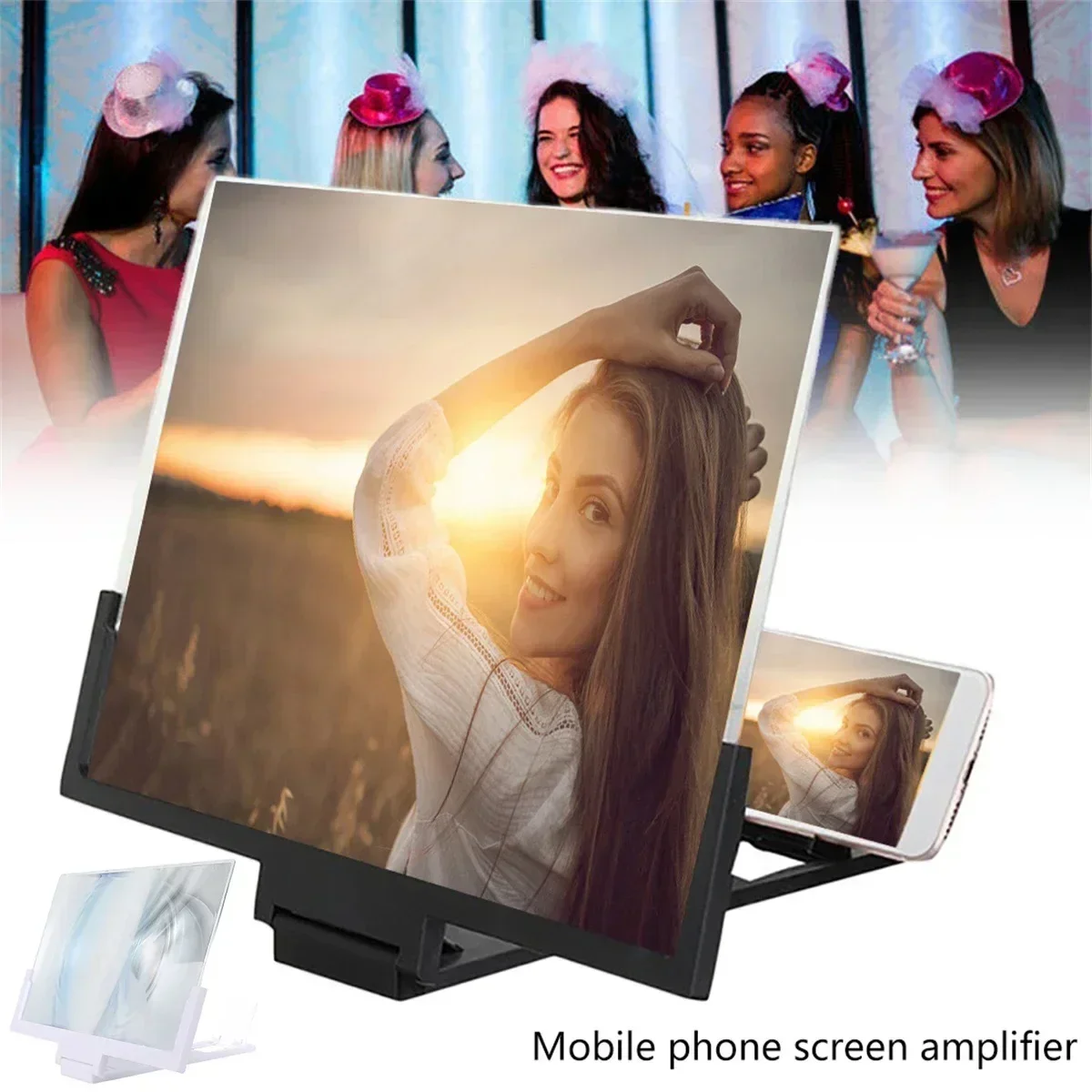 Foldable 3D High-definition Mobile Phone Screen Amplifier Landscape TV Movie Amplifier 14 inch Display Screen Phone Holder Stand