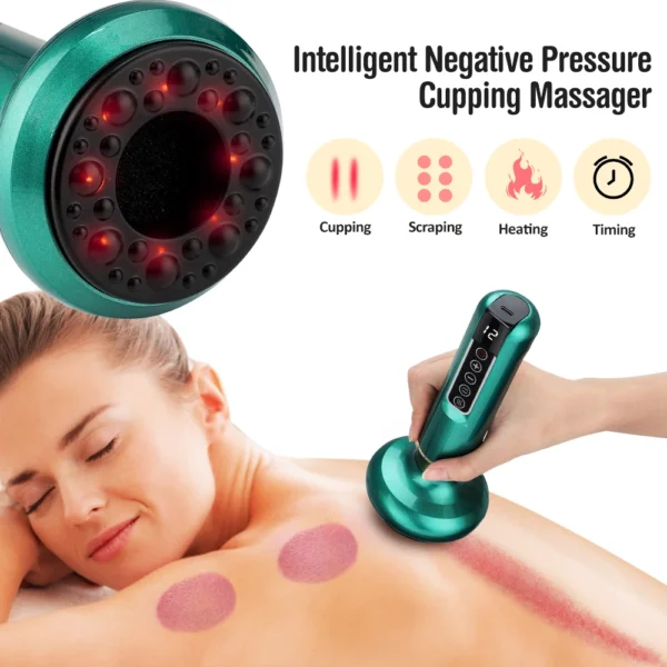 Electric Cupping Massage Device Chinese Vacuum Guasha Suction Jars Infrared Heating for Back Scraping Can Fatigue Relieve Health