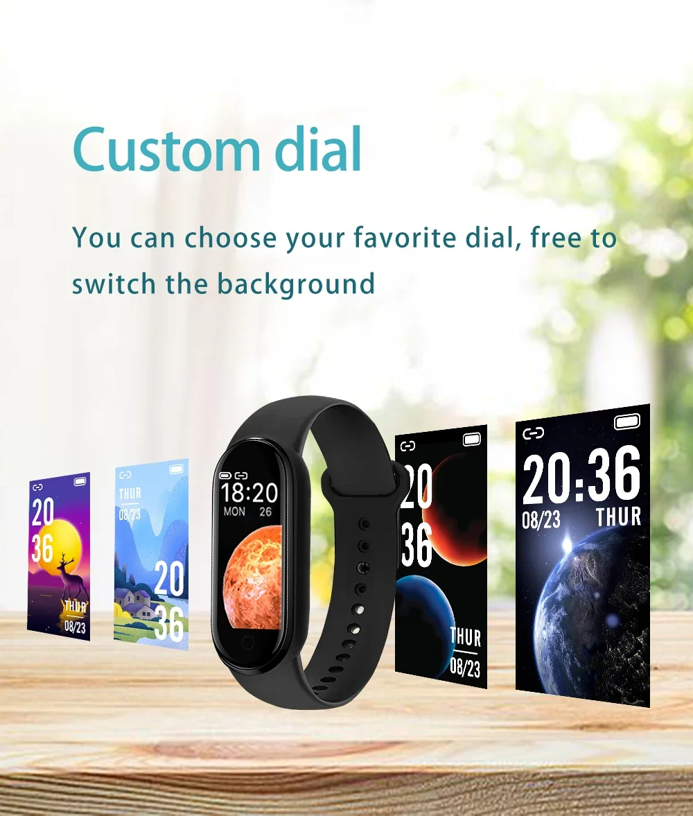 M7 Smart Band Watch Silicone Heart Rate Smart Band Varied Dials Fitness Tracker Blood Pressure Sport Bracelet For Mi Band 7