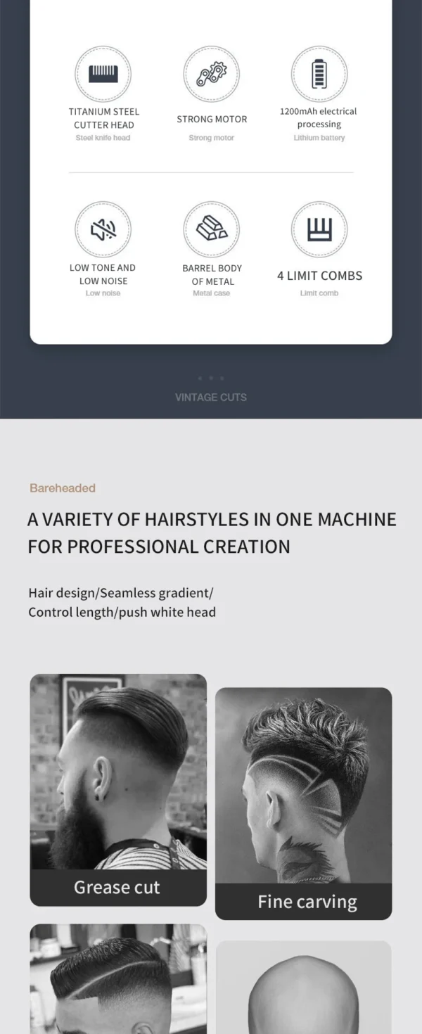 Youpin Komingdon Cordless Zero Gapped Trimmer Hair Clipper Professional Barber Shop Men's Haircut Machine for Beard Barbershop