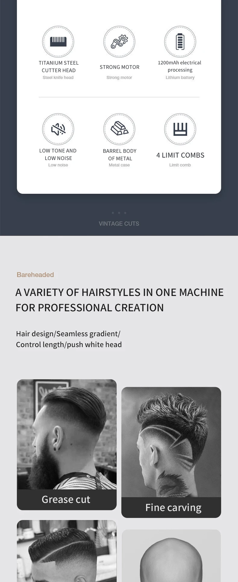 Youpin Komingdon Cordless Zero Gapped Trimmer Hair Clipper Professional Barber Shop Men's Haircut Machine for Beard Barbershop