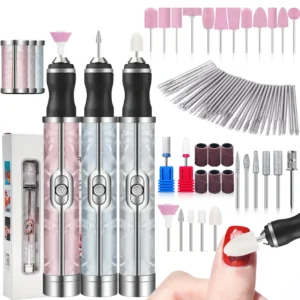 LINMANDA Electric Nail File Set Nails 4 Speeds Cordless Acrylic Nail Tool Thick Nails Edge Shaping Polishing Grinding Nursing