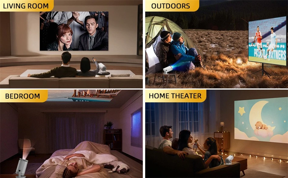 KaiAqua Portable Projector FY300 4K HDMI Dual Wifi6 Allwinner H713 BT5.4 1080P 1280*720P Home Cinema Outdoor Projetor NEW 2025