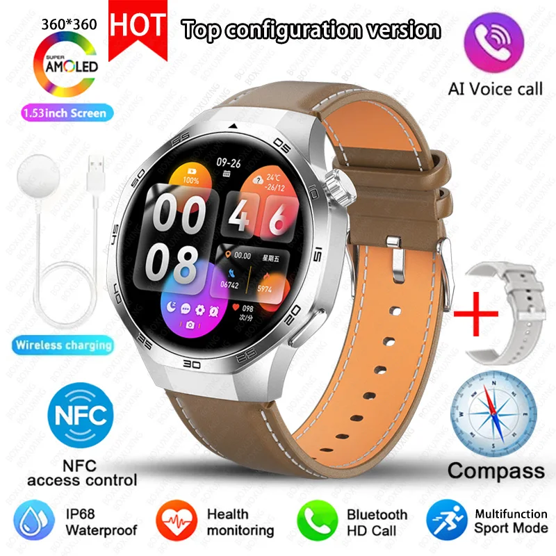 New For Huawei Watch GT5 Pro Smart Watch HD AMOLED Screen NFC GPS Tracker Bluetooth Call Health Waterproof Smartwatch Men Women