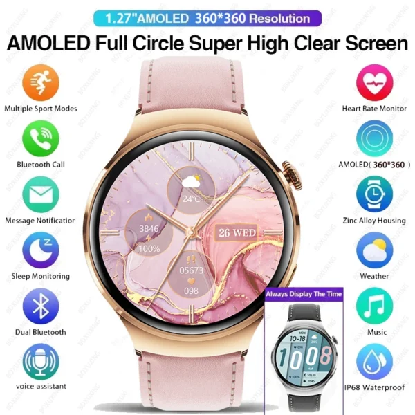For Huawei WATCH 4 Smart Watch Women 360*360 AMOLED HD Screen NFC IP68 Waterproof Heart Rate Health Monitor Smartwatch 2025 New