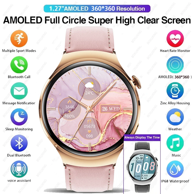 For Huawei WATCH 4 Smart Watch Women 360*360 AMOLED HD Screen NFC IP68 Waterproof Heart Rate Health Monitor Smartwatch 2025 New