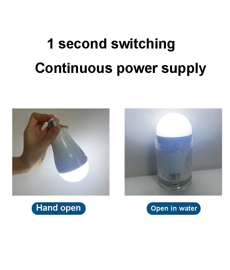 LED Bulb Light Smart Charging Chip Power Failure Emergency Home 18650 Battery Flicker-Free with Hook Detachable Emergency Bulb
