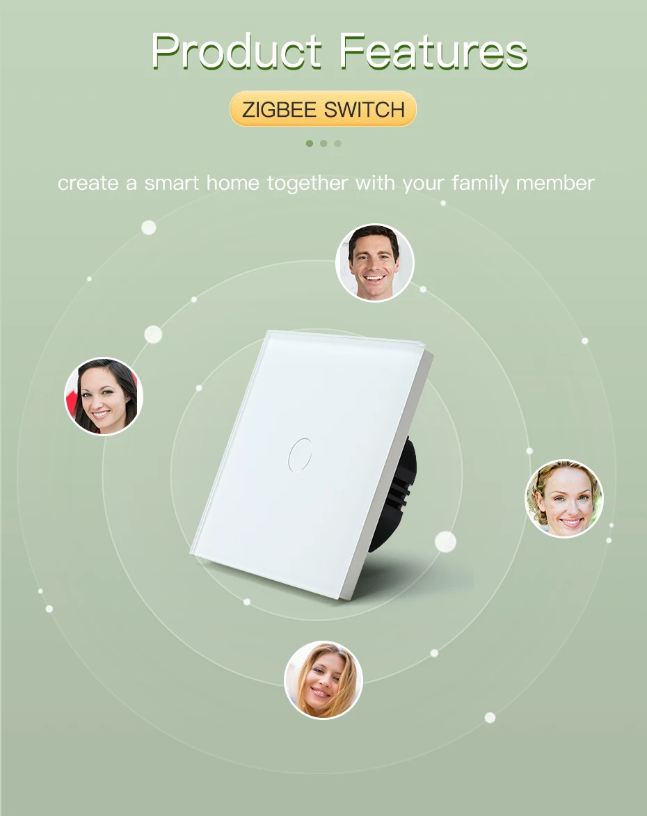 BSEED Zigbee Touch Switch Glass 1/2/3Gang Smart Light Switch Tuya Wireless Controller via Google Smart Life Alexa App No Neutral