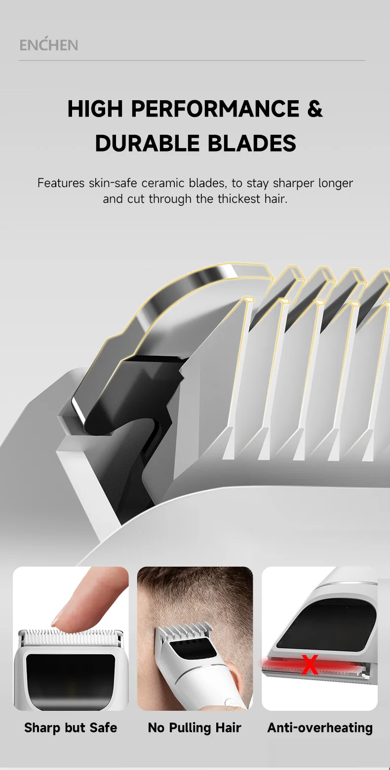 ENCHEN Hair Trimmer Professional Hair Cutting Machine Hair Clipper Cordless Haircut Electric Adjustable Trimmer for Men -Boost 2