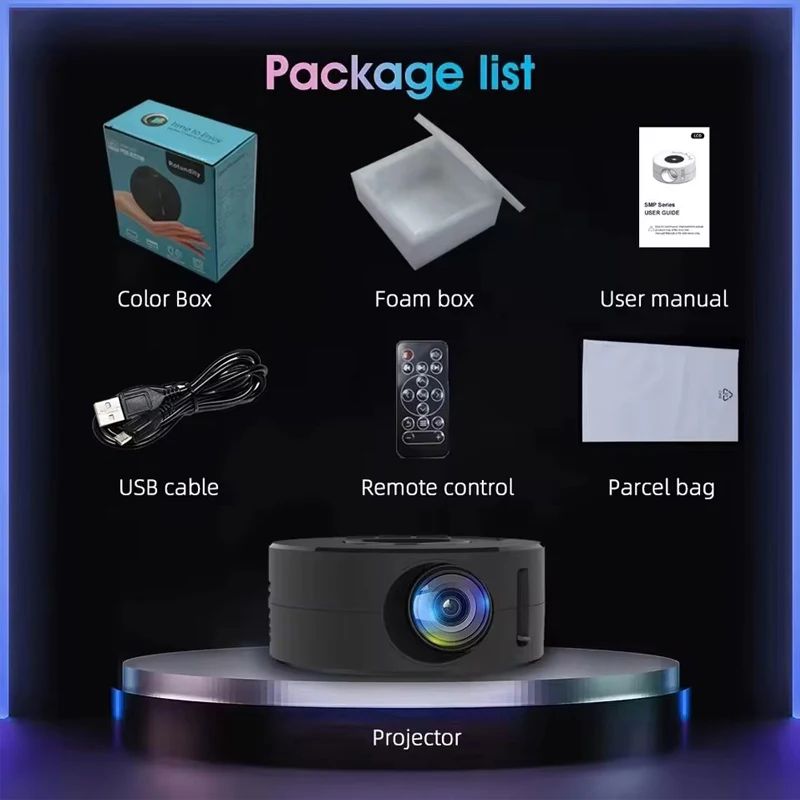 Smart Projector YT200 LED HD TV Video Projetor for HD Android Same Screen Home Cinema Outdoor Portable Projetor
