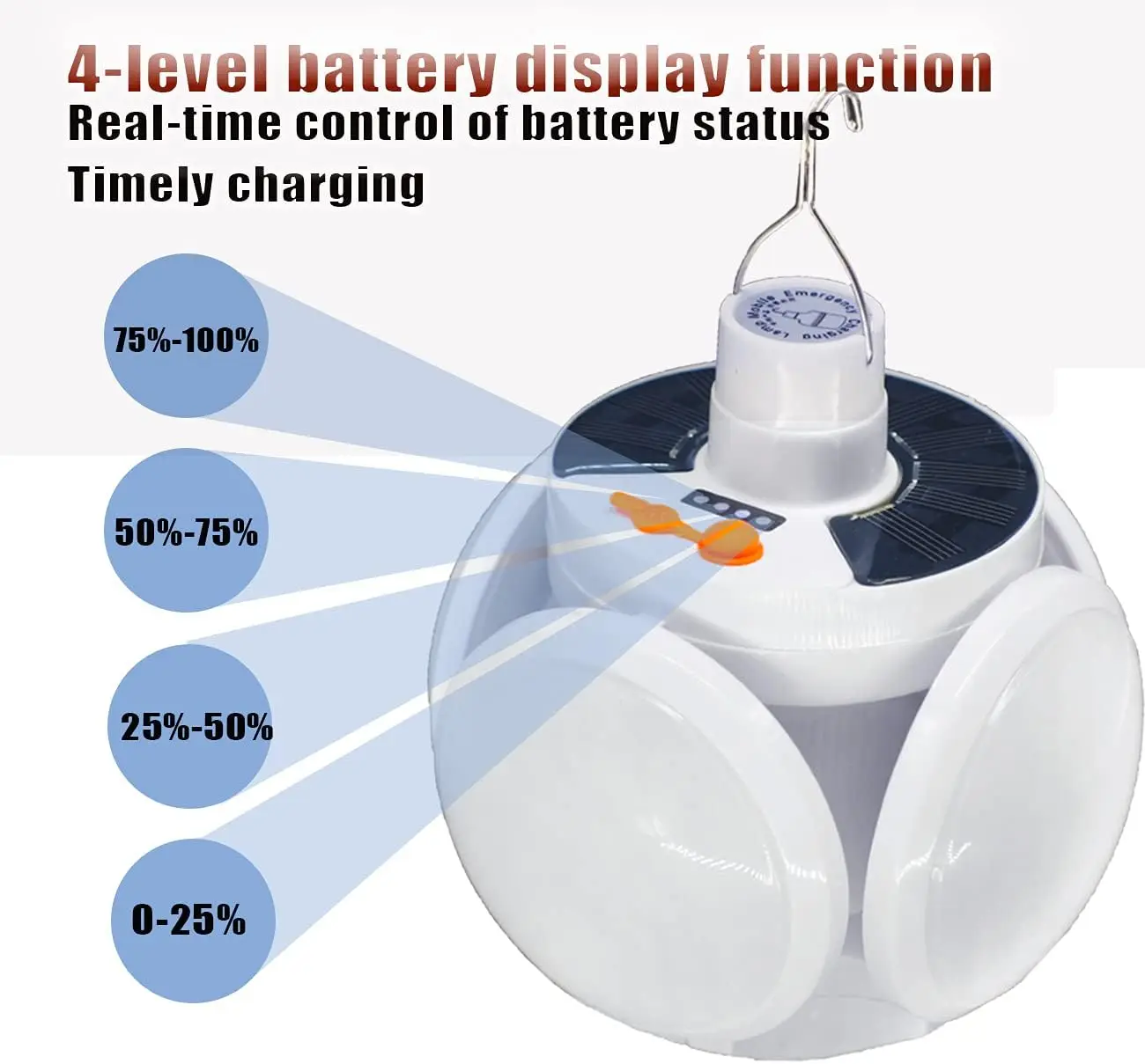 Folding Solar Camping Lantern Led Rechargeable Outdoor Hanging Tent Lamp Solar/USB Portable LED Bulbs With Hook Emergency Lights