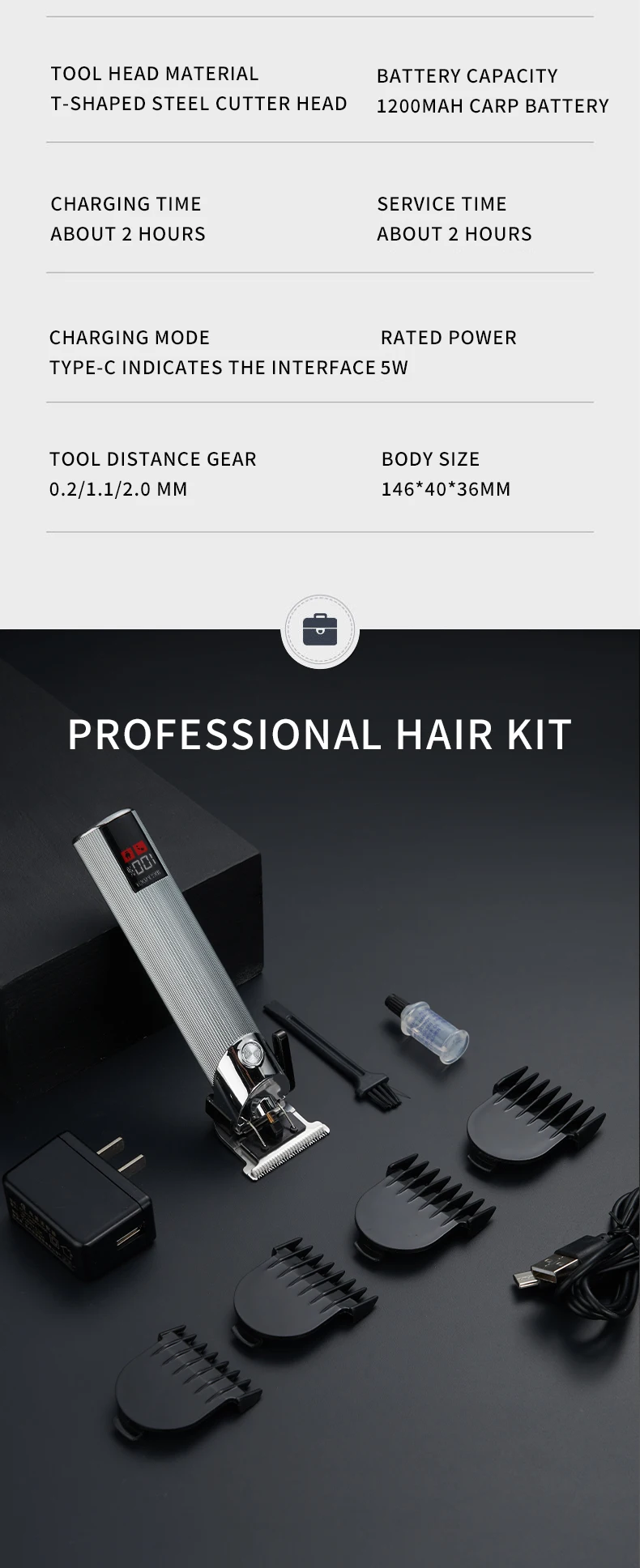 Youpin Komingdon Cordless Zero Gapped Trimmer Hair Clipper Professional Barber Shop Men's Haircut Machine for Beard Barbershop