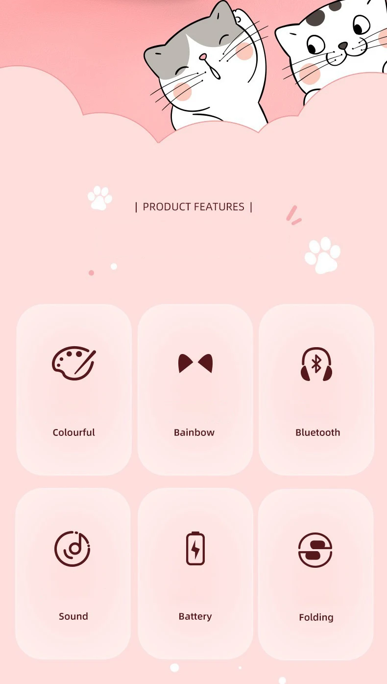 Cat Ears Headphones Flash Light Wireless With MIC Control LED Kid Girl Stereo Cute Music Helmet Bluetooth Phone Headset Earphone