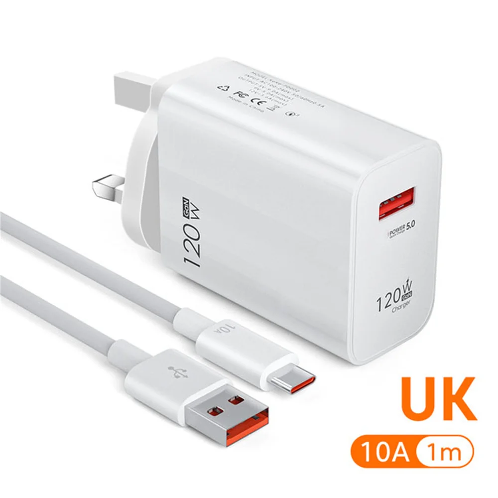 USB Charger 120W Quick Charge EU/US Plug Phone Charger Adapter For iPhone Samsung Xiaomi Huawei Type C Cable Fast Charge Charger