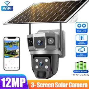 S340d156878b64f5a937a7f55b9628f6fz-1.webp Dual Lens Three Screens WIFI Solar Camera 12MP 10X Zoom CCTV Outdoor Automatic Tracking Humanoid Detection Support PTZ IP66 Cam