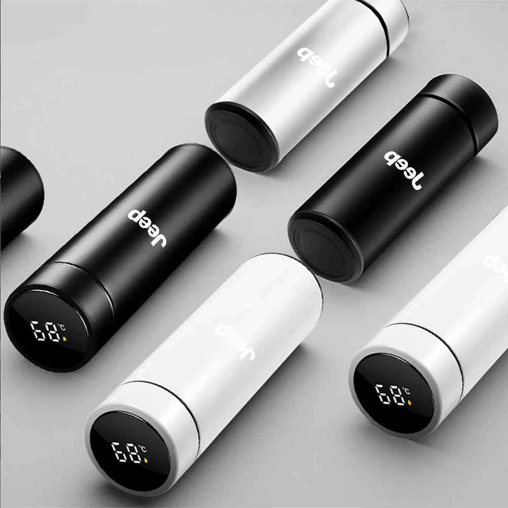 Car Stainless Steel Smart Thermos Mug Thermos LED Display Temperature For Jeep Renegade Patriot Wrangler Cherokee Compass Trail