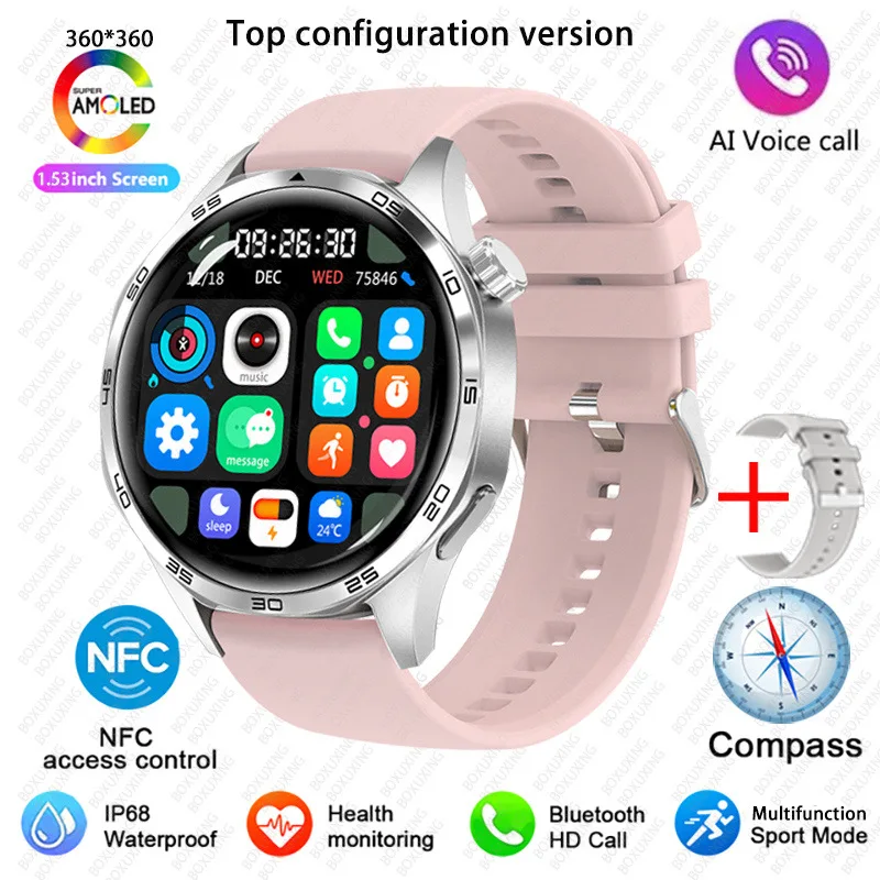 GT5 PRO Smart Watch Men Watch 5 Pro AMOLED HD Screen Bluetooth Call GPS Trajectory NFC Heart Rate Compass SmartWatches 2025 New
