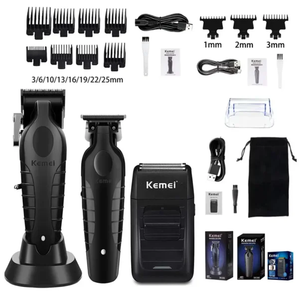 Kemei KM-2296 KM-2299 KM-1102 Professional Hair Clipper Kit Electric Shaver Male Hair Cutting Machine Men’s Cordless Trimmer