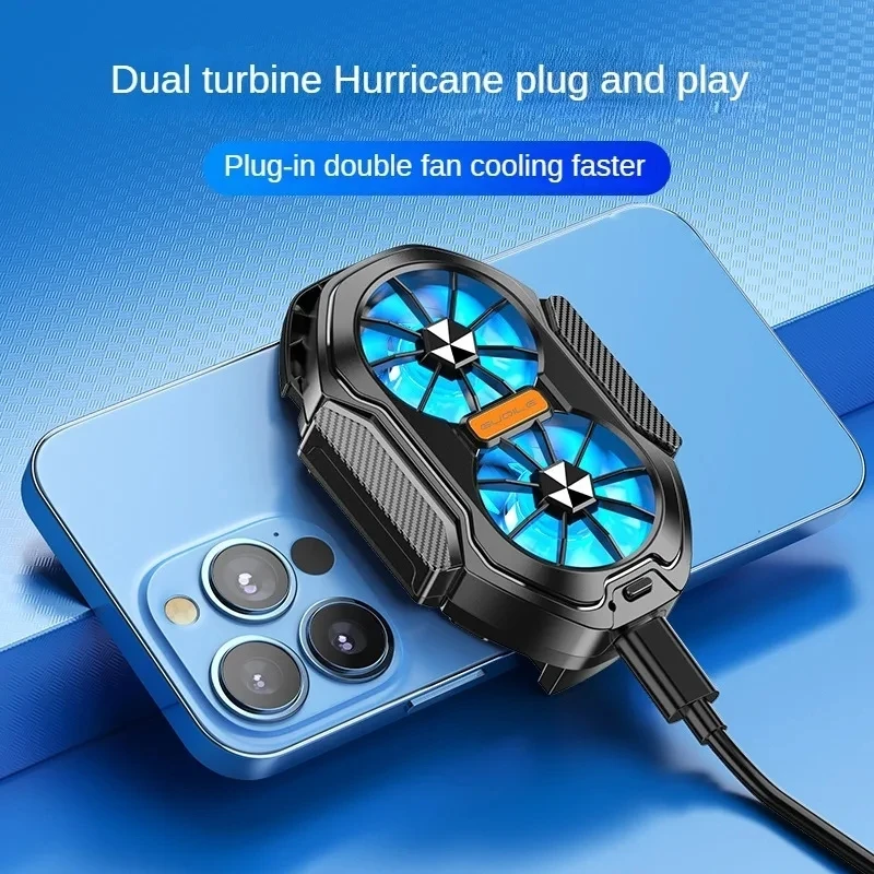 FS01 Dual Fan  Mobile Phone Cooler Long Lasting Stronger Cooling  Air Cooling Rechargeable Portable Type-C for IOS Android Game