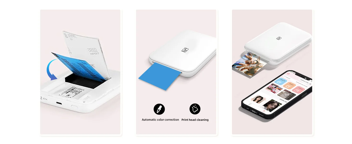 MT53 Portable Color Photo Printer Handheld Pocket Printer 313Dpi 2X3 inch Sticky-backed Photo Paper Printing Machine For Home
