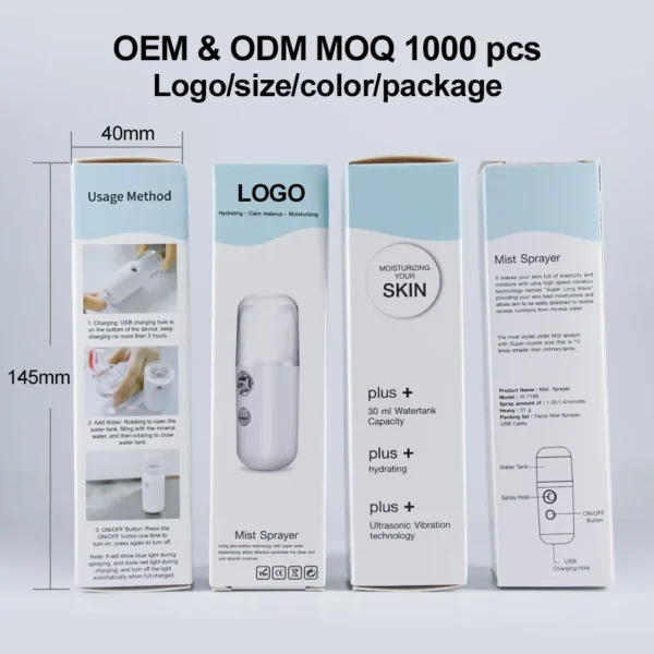 Portable Rechargeable Small Facial Steamer 30ml Mini Humidifier Home Wireless Nano Personal Face Hydrat Sprayer Cool Mist Maker