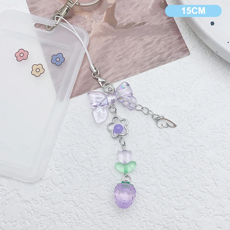 Sweet Y2K Cute Strawberry Mobile Phone Lanyard Lovely Fruits Phone Chain For Girls Aesthetic Cellphone Keychain
