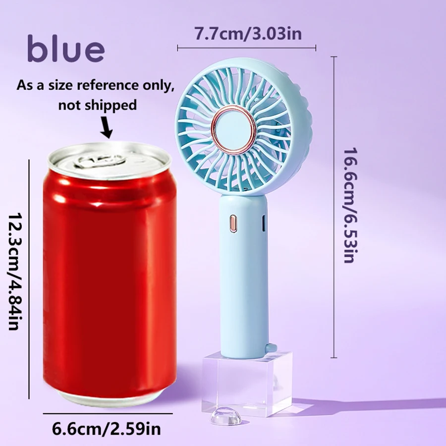 Mini Portable Fan Cute Design 3 Speed Personal Handheld  Desktop with Standing Ring Lightweight USB Rechargeable