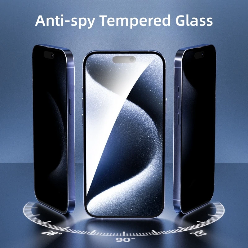 2PCS Anti Spy Screen Protector For iPhone 16 15 14 13 12 11 Full Cover Screen Protector For 15ProMax 14Pro 13Pro Anti-peep Glass