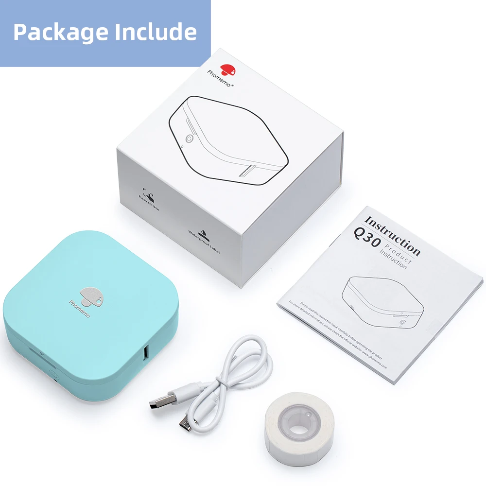 Phomemo Q30 Label Printer Mini Printer Pocket Thermal Label Maker Wireless Sticker Pocket Portable Printer Various Label Paper
