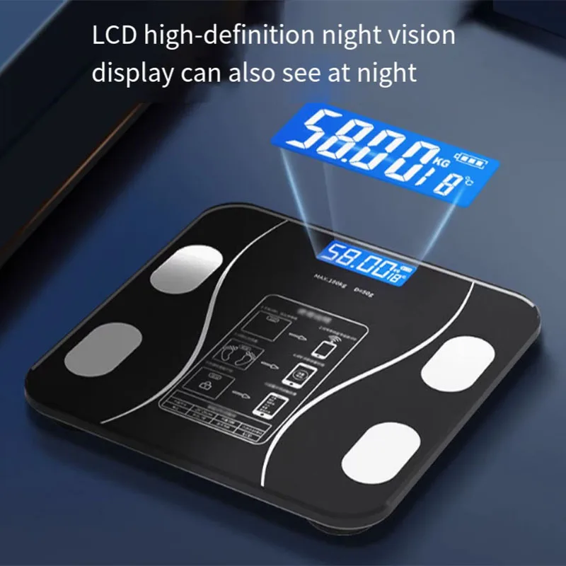 Smart APP synchronized body fat scale bathroom digital scale Bluetooth weight loss body fat scale body composition analyzer