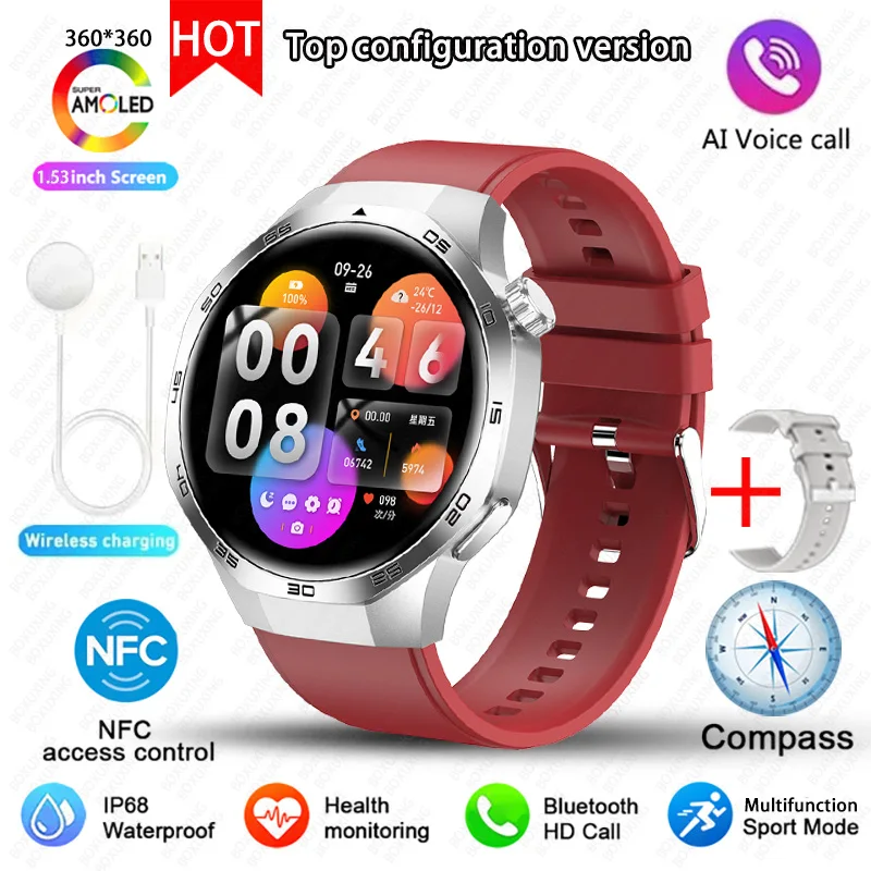 New For Huawei Watch GT5 Pro Smart Watch HD AMOLED Screen NFC GPS Tracker Bluetooth Call Health Waterproof Smartwatch Men Women