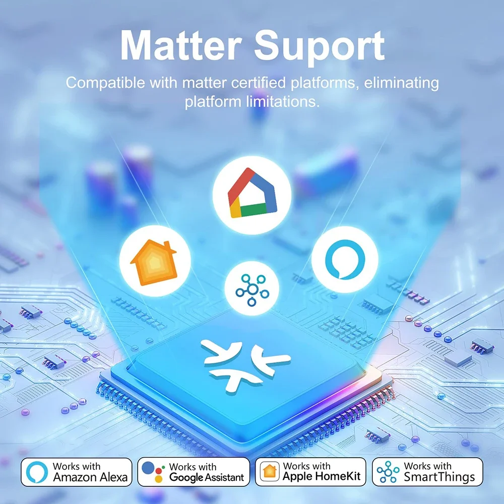 Matter WiFi Smart Socket 16A EU Home Appliance Outlet Mini Smart Plug Adapter APP Control Works with HomeKit Siri Alexa Google