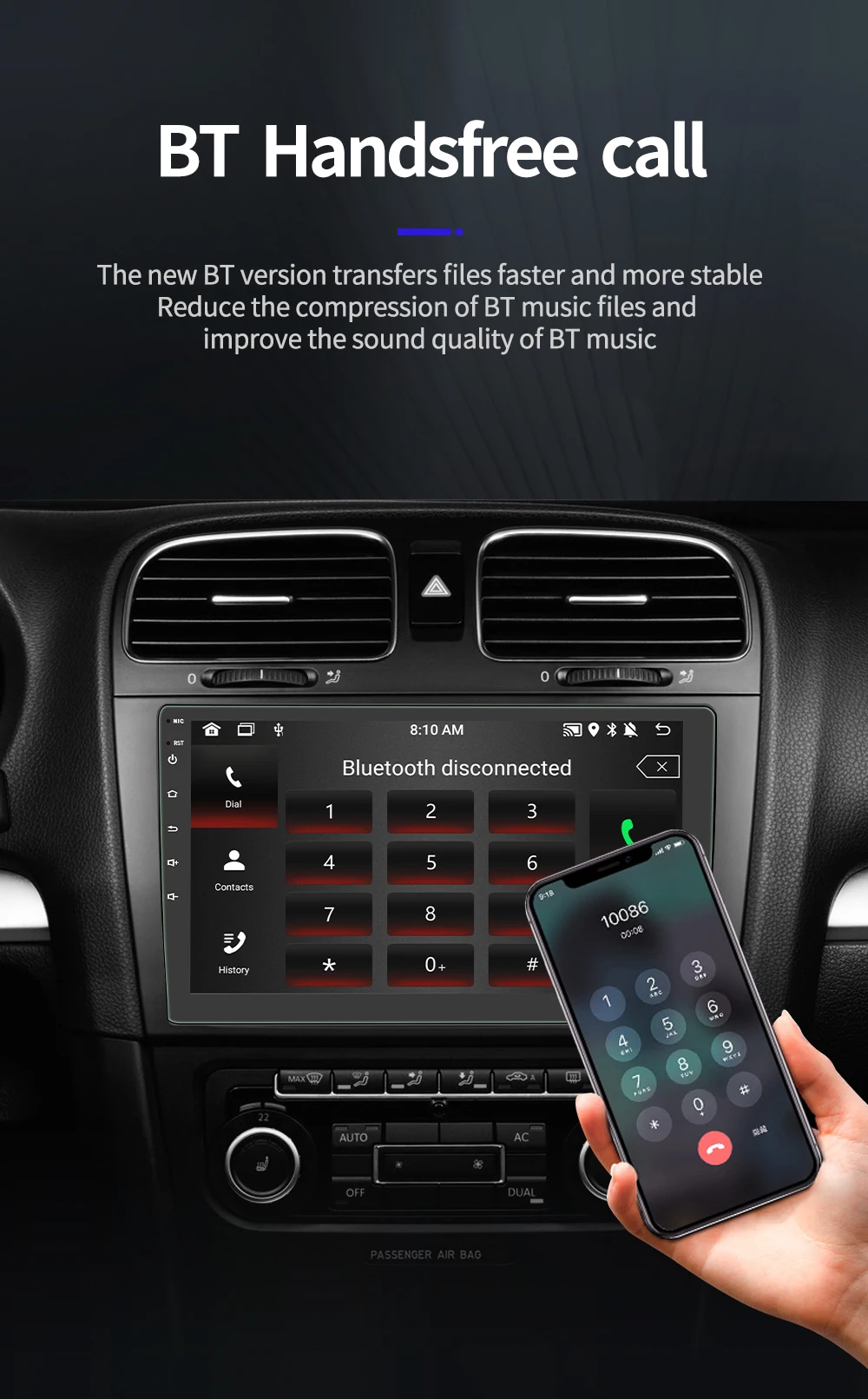 BQCC 4core 2 Din Car Radio Androidauto Carplay Android 13 GPS Car Audio 7"/9"/10" WIFI BT IPS Automotive Multimedia Player